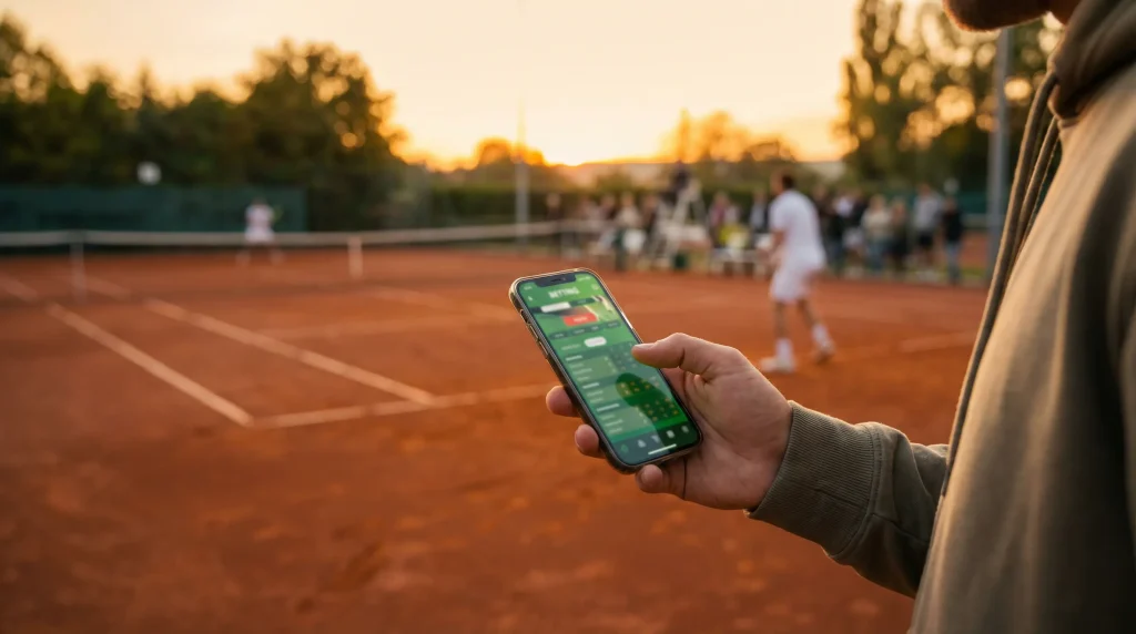 Apuestas de tenis en vivo desde un smartphone con app de apuestas
