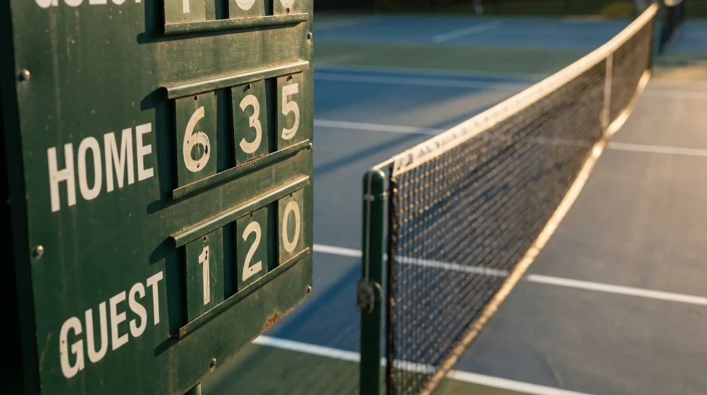Hándicap de juegos en apuestas de tenis: marcador de un partido con diferencia de juegos visible